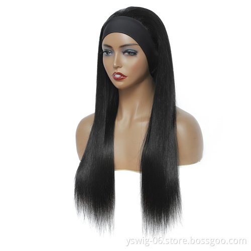 Machine Made Headband Human Hair Wigs Silky Straight 200% Density Brazilian Virgin Hair Wigs for Black Women